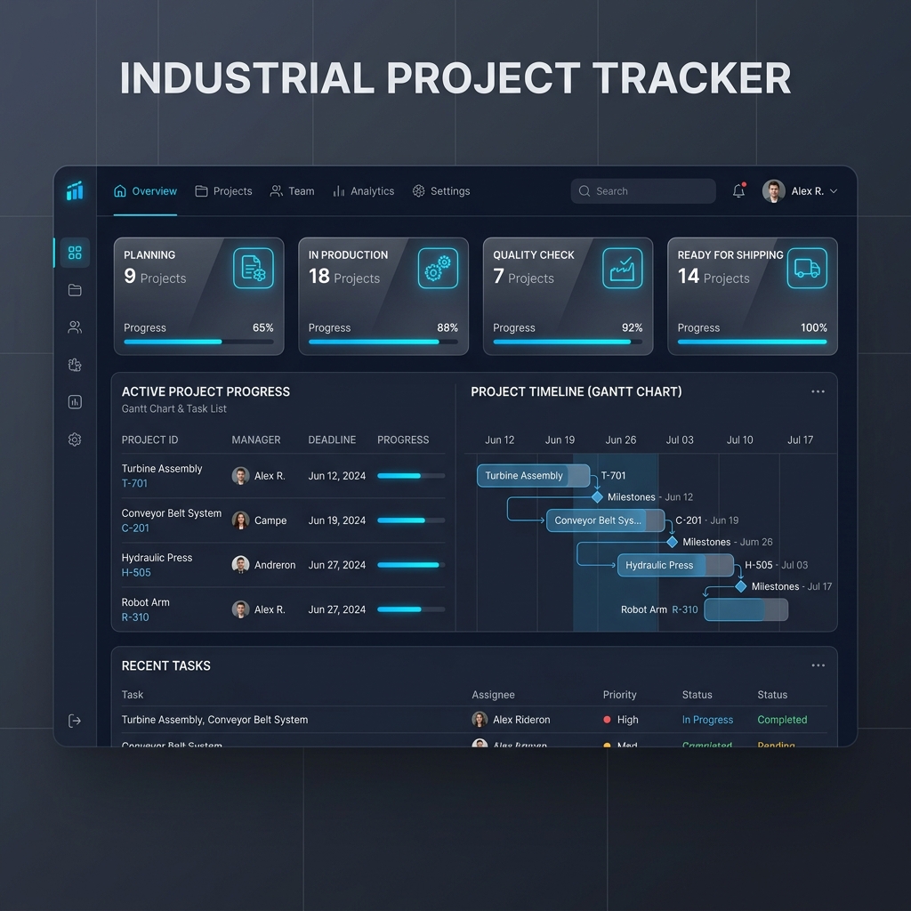 Texspin Project Tracker Mockup